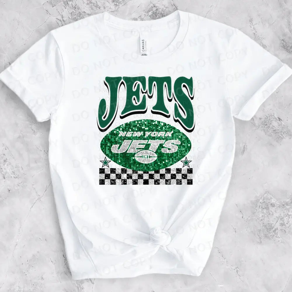 Jets Bling Faux Sequins Dtf Transfer