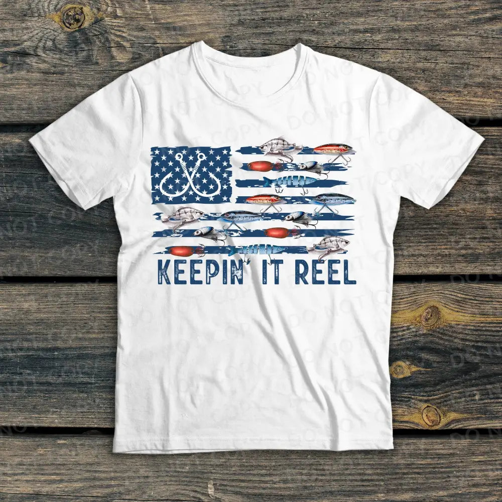 Keepin It Reel Fishing American Flag Dtf Transfers Ready To Press Direct Film Print Fish