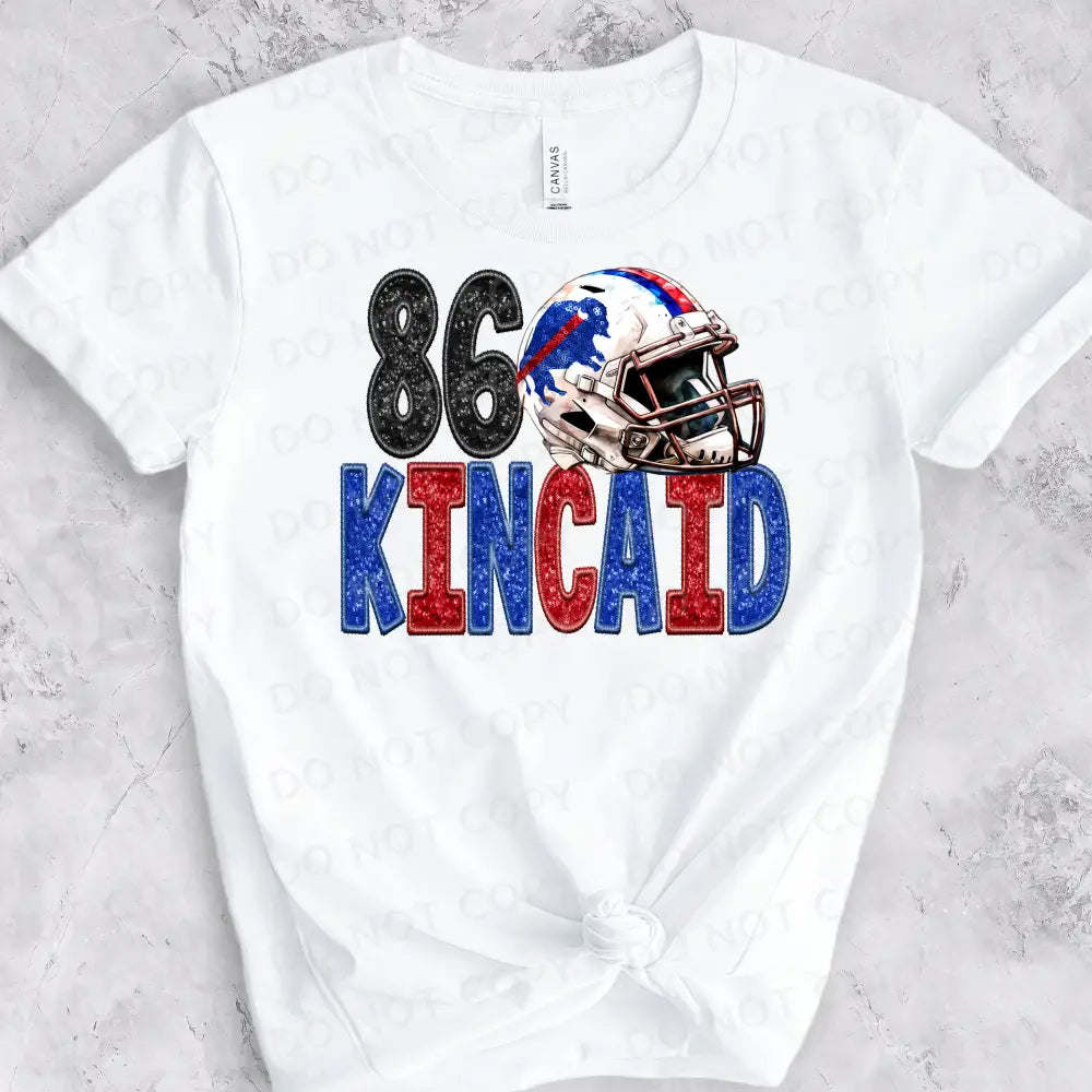 Kincaid 86 Faux Sequins Glitter Allen Buffalo Football Dtf Transfers Ready To Press Heat Transfer