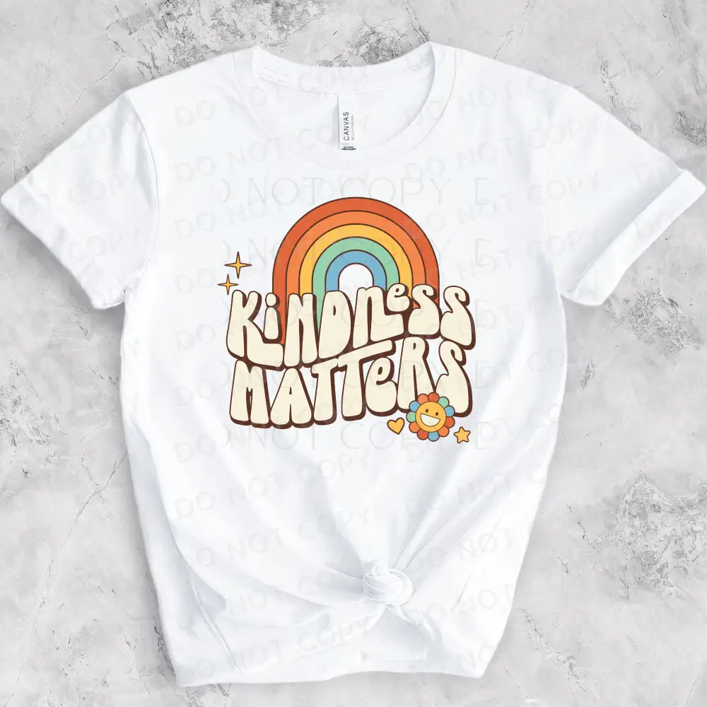 Kindness Matters Retro Rainbow Dtf Transfer