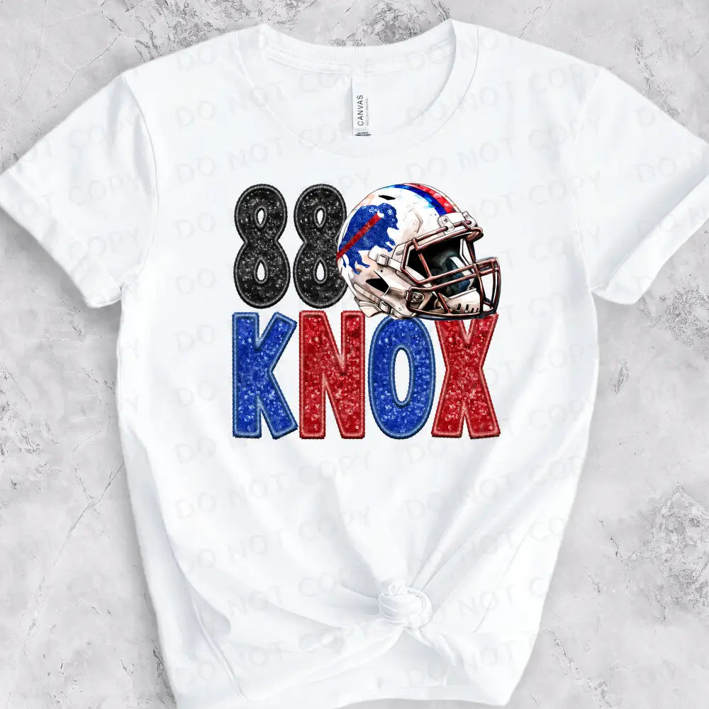 Knox 88 Helmet Faux Sequins Glitter Allen Buffalo Football Dtf Transfers Ready To Press Heat