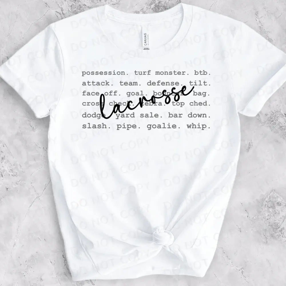 Lacrosse Typography Shirt Design Lax Dtf Transfers Clear Film Prints Ready To Press Heat Transfer