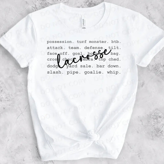 Lacrosse Typography Shirt Design Lax Dtf Transfers Clear Film Prints Ready To Press Heat Transfer