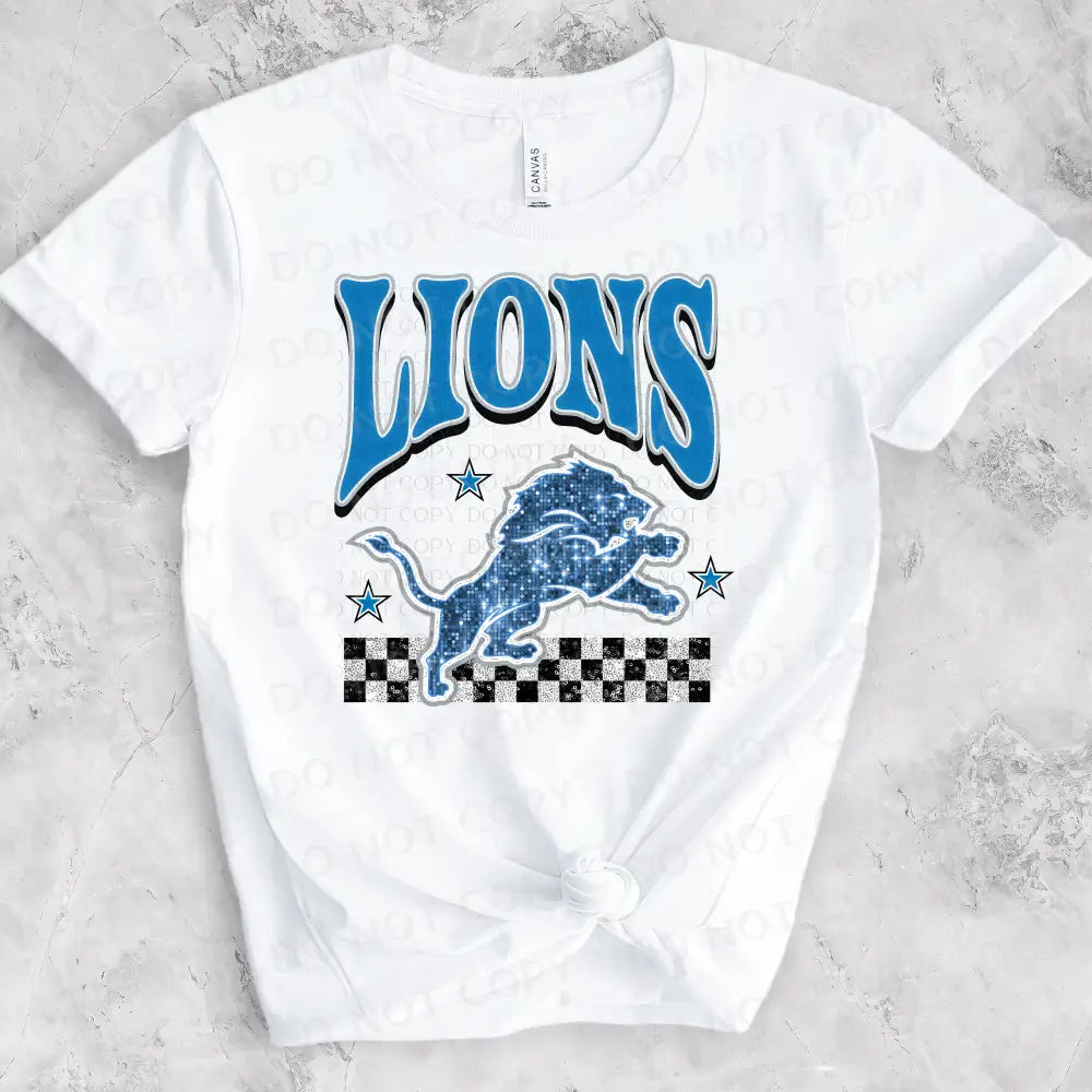 Lions Bling Faux Sequins Dtf Transfer