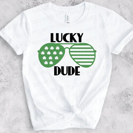 Lucky Dude Aviator Sunglasses Shamrock St Patrick’s Day Dtf Transfers Clear Film Full Color Ready