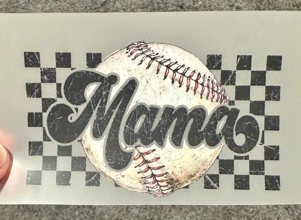 Mama Baseball Checked Retro Distressed Dtf Transfers Clear Film Prints Ready To Press Heat Transfer