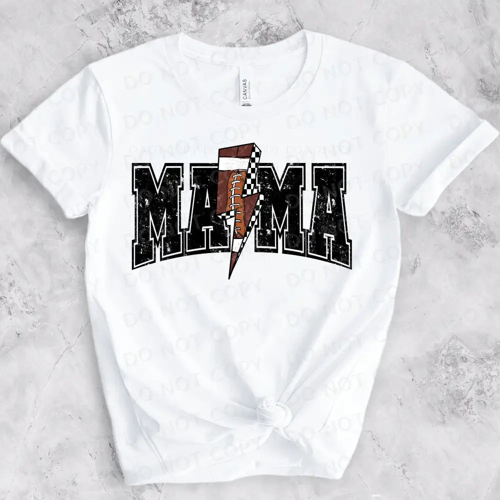 Mama Distressed Football Bolt Black Or White Dtf Transfer