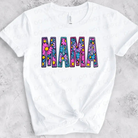 Mama Floral Faux Embroidery Dtf Transfers Clear Film Print Transfer Ready To Press Heat Direct