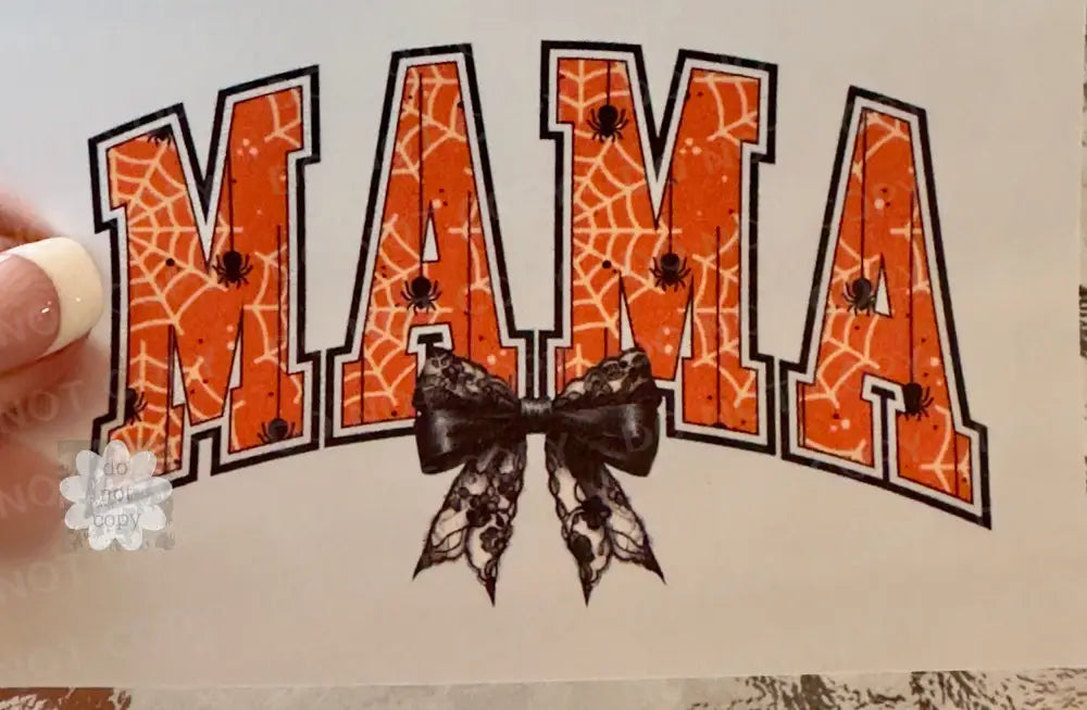 Mama Halloween Orange Letters Black Bow Dtf Transfer