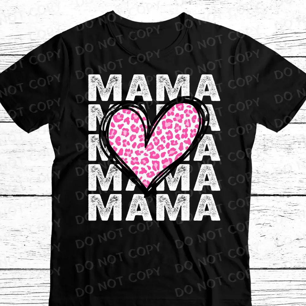 Mama Heart Pink Cheetah Dtf Transfers Clear Film Transfer Ready To Press Heat Direct Print Shirt