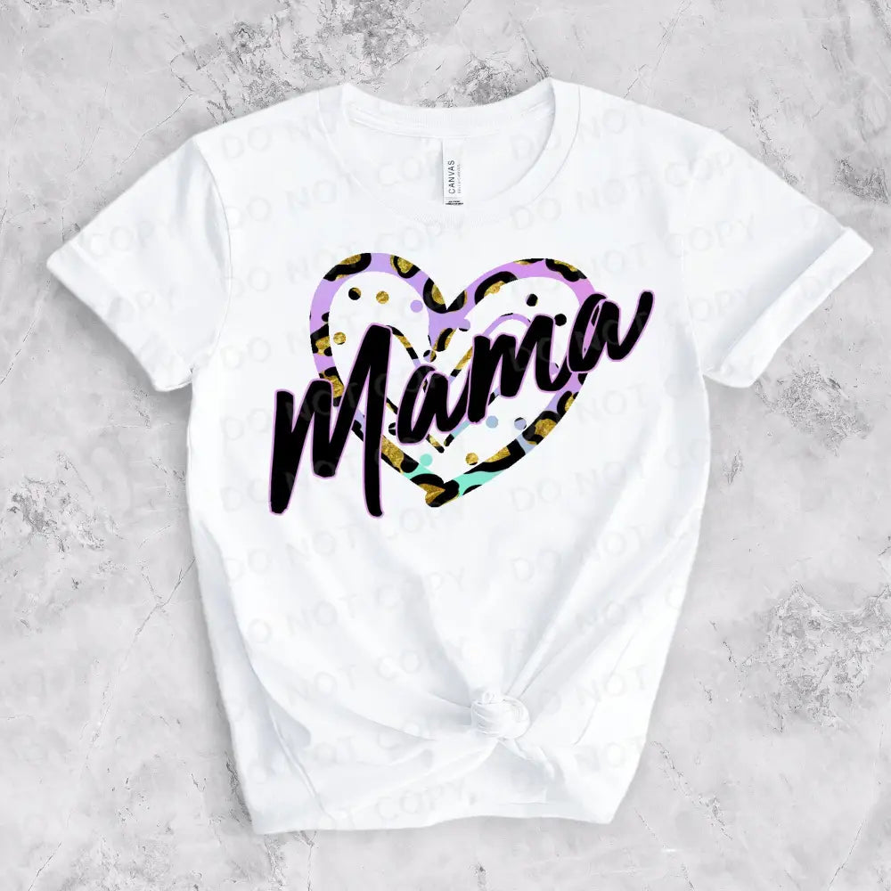 Mama Purple Leopard Heart Cheetah Dtf Transfers Ready To Press Heat Transfer Direct Film Print