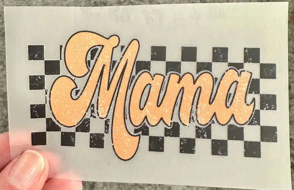 Mama Retro Checked Black And Brown Rust Gold Dtf Transfers Ready To Press Heat Transfer Direct Film