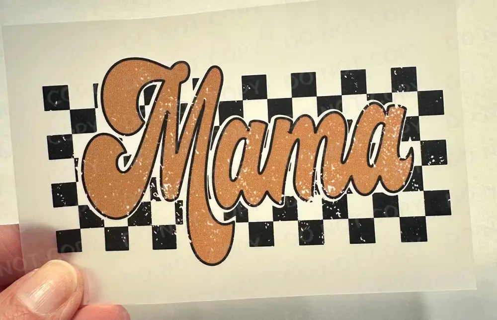 Mama Retro Checked Black And Brown Rust Gold Dtf Transfers Ready To Press Heat Transfer Direct Film