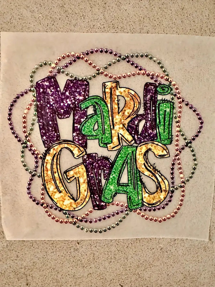 Mardi Gras Beads Dtf Transfers Ready To Press Heat Transfer Direct Film Print Purple Gold Green