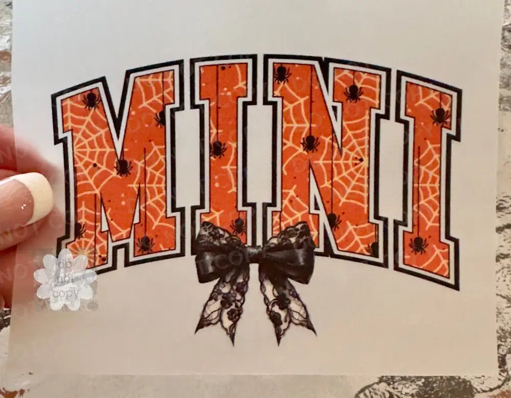 Mini Halloween Orange Letters Black Bow Dtf Transfer