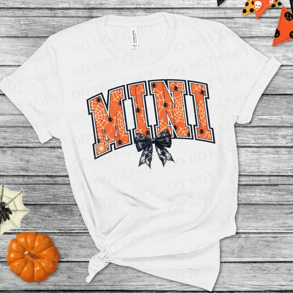 Mini Halloween Orange Letters Black Bow Dtf Transfer