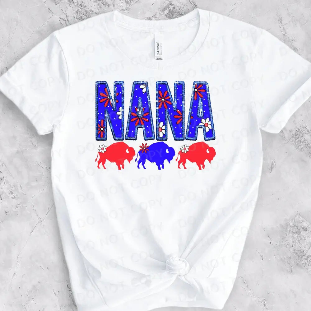 Nana Blue And Red Dtf Transfers Ready To Press Heat Transfer Direct Film Print Buffalo Football