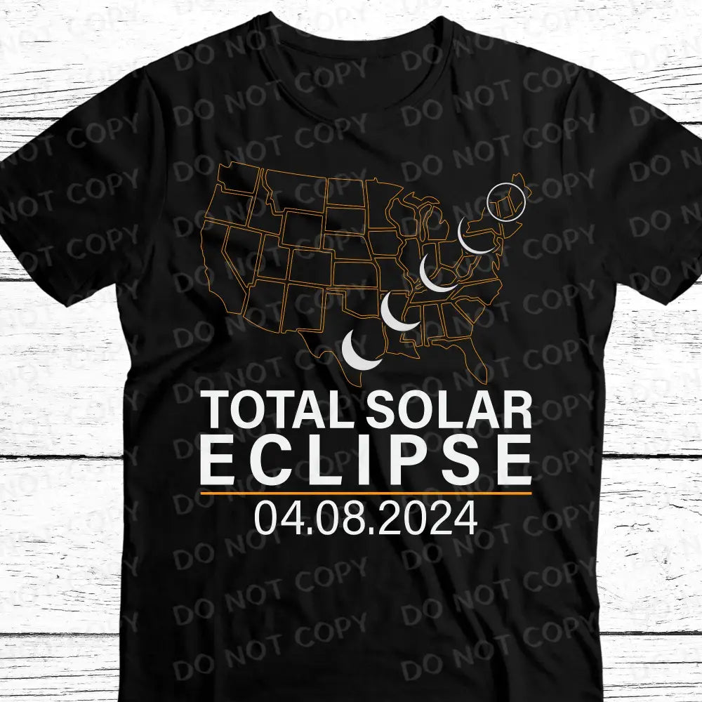 Path Of Solar Eclipse 4/8/24 Dtf Transfers Clear Film Transfer Ready To Press Heat Direct Print