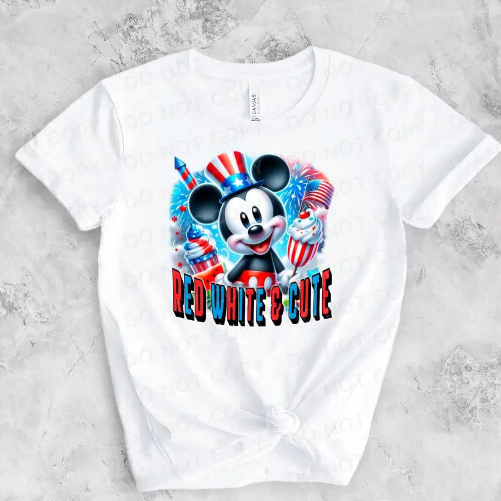 Patriotic Mickey Red White And Cute Fireworks Dtf Transfers Ready To Press Heat Transfer Direct