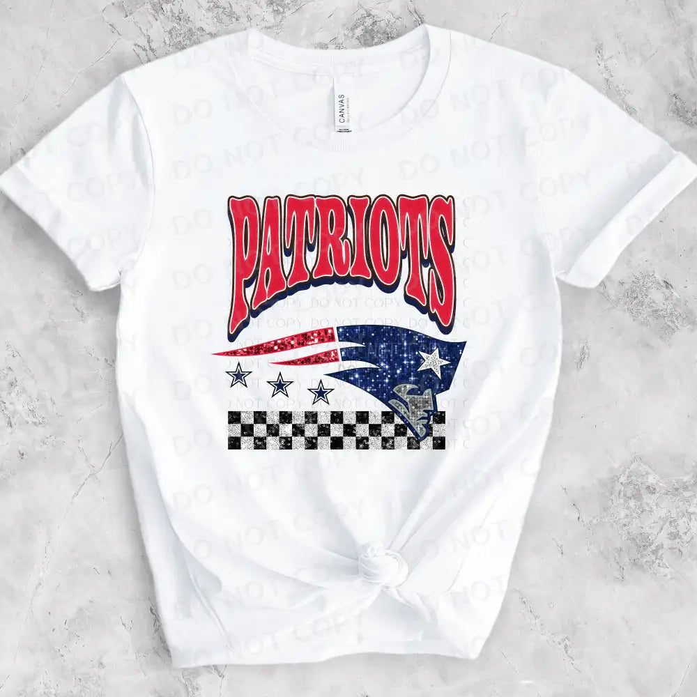 Patriots Bling Faux Sequins Dtf Transfer