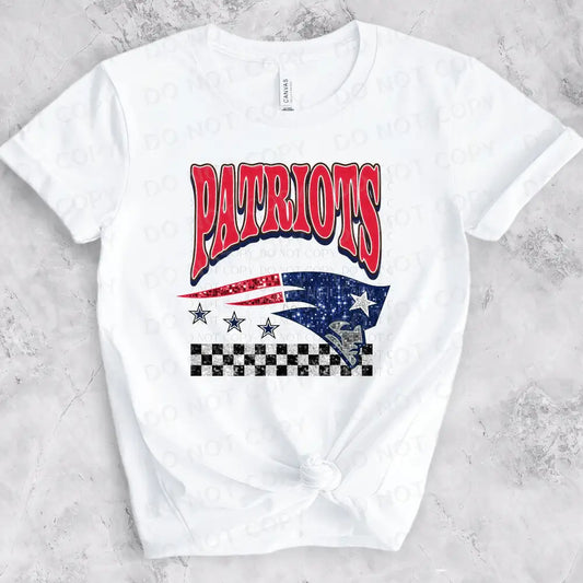 Patriots Bling Faux Sequins Dtf Transfer