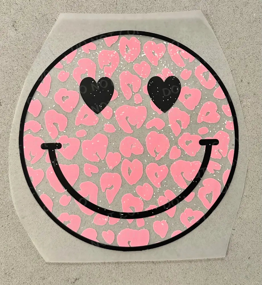 Pink Cheetah Smiley Valentine’s Day Dtf Transfers Ready To Press Heat Transfer Direct Film Print