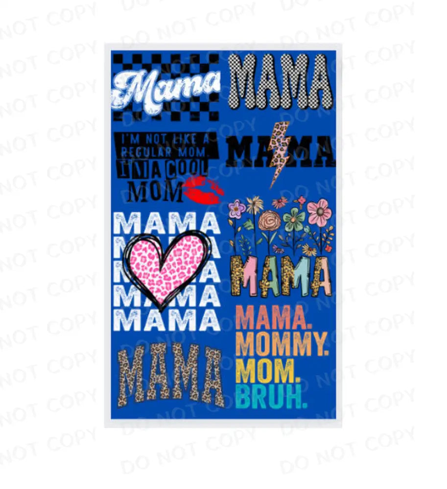 Pre-Made Mama Gang Sheet 22X60 With 8 Designs Adult Sizes Bundle Dtf Clear Film Heat Transfer Ready