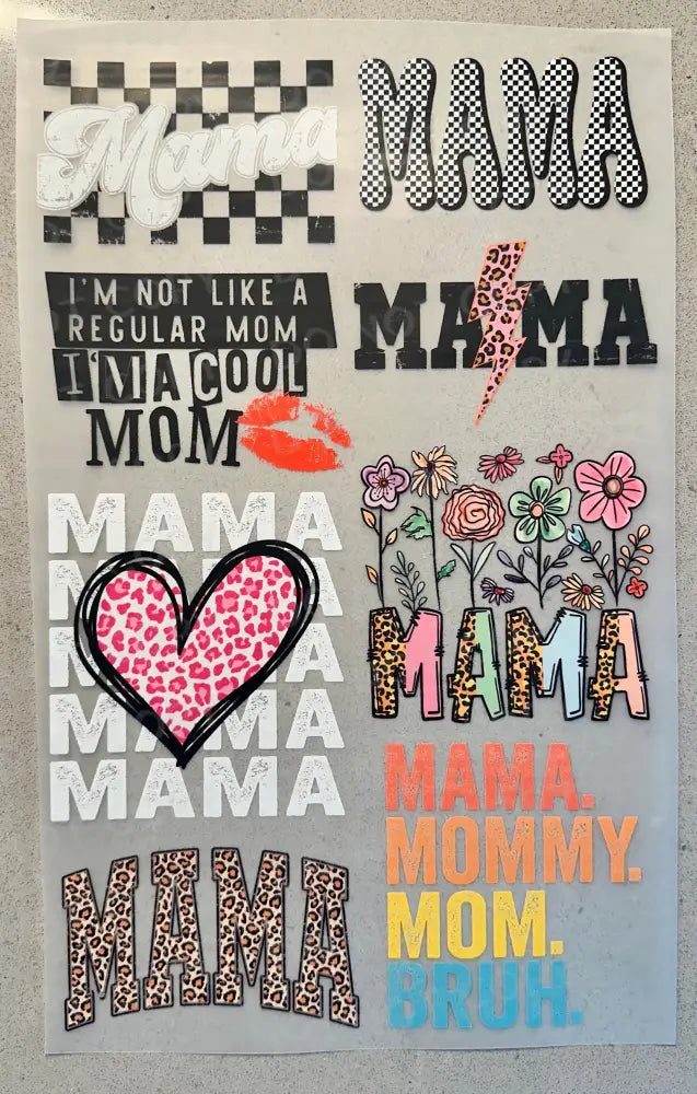 Pre-Made Mama Gang Sheet 22X60 With 8 Designs Adult Sizes Bundle Dtf Clear Film Heat Transfer Ready