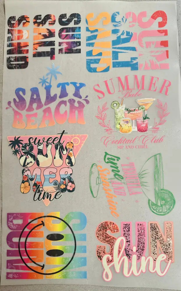 Pre-Made Summer Sun Designs 36 Inch Gang Sheet 10-11 Prints Dtf Clear Film Heat Transfer Ready To