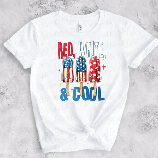 Red White And Cool Fourth Of July Popsicle Dtf Transfer