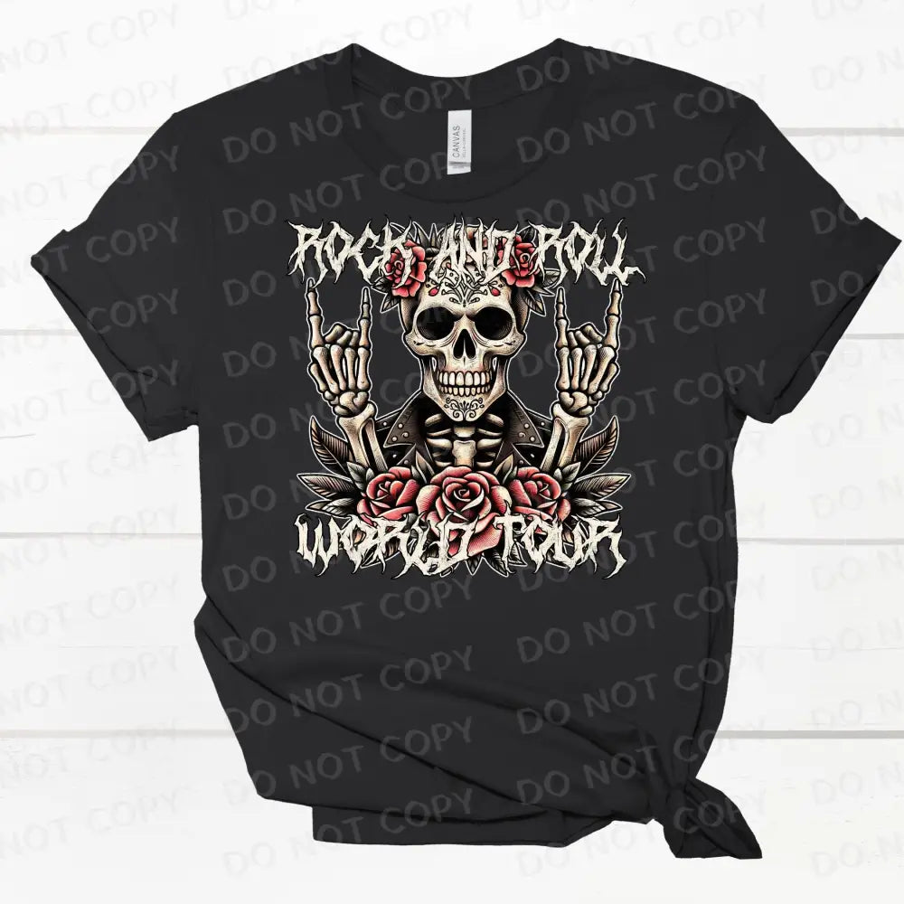 Rock And Roll World Tour Dtf Transfers Ready To Press Heat Transfer Direct Film Print Skeleton