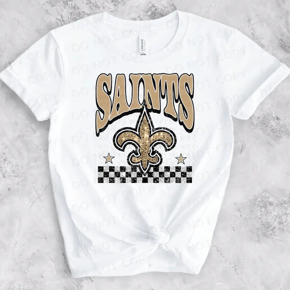 Saints Bling Faux Sequins Dtf Transfer