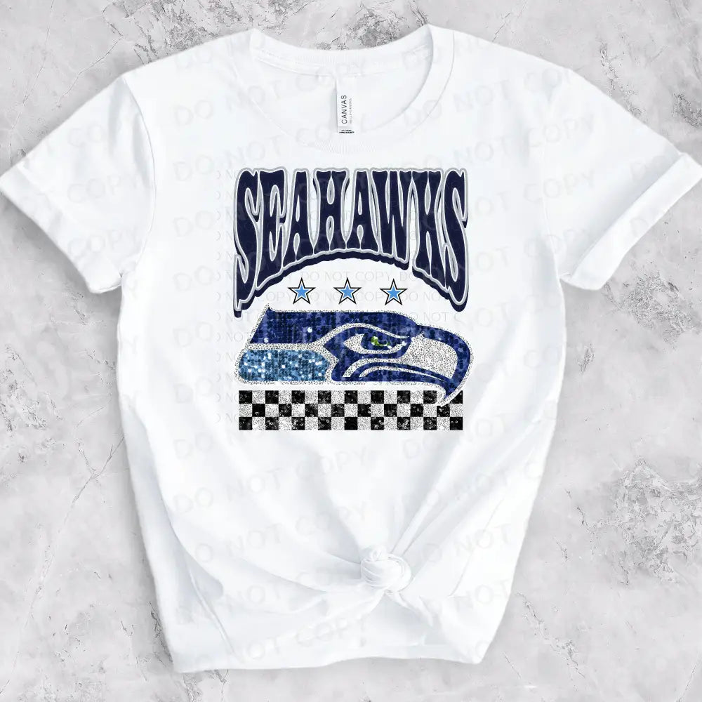 Seahawks Bling Faux Sequins Dtf Transfer