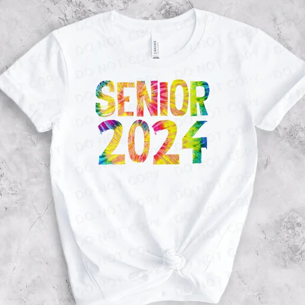 Senior 2024 Tie Dye Scribble Dtf Transfers Clear Film Print Ready To Press Heat Transfer Direct