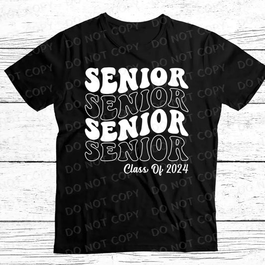 Senior Retro Wave Class Of 2024 Dtf Transfers Clear Film Print Ready To Press Heat Transfer Direct