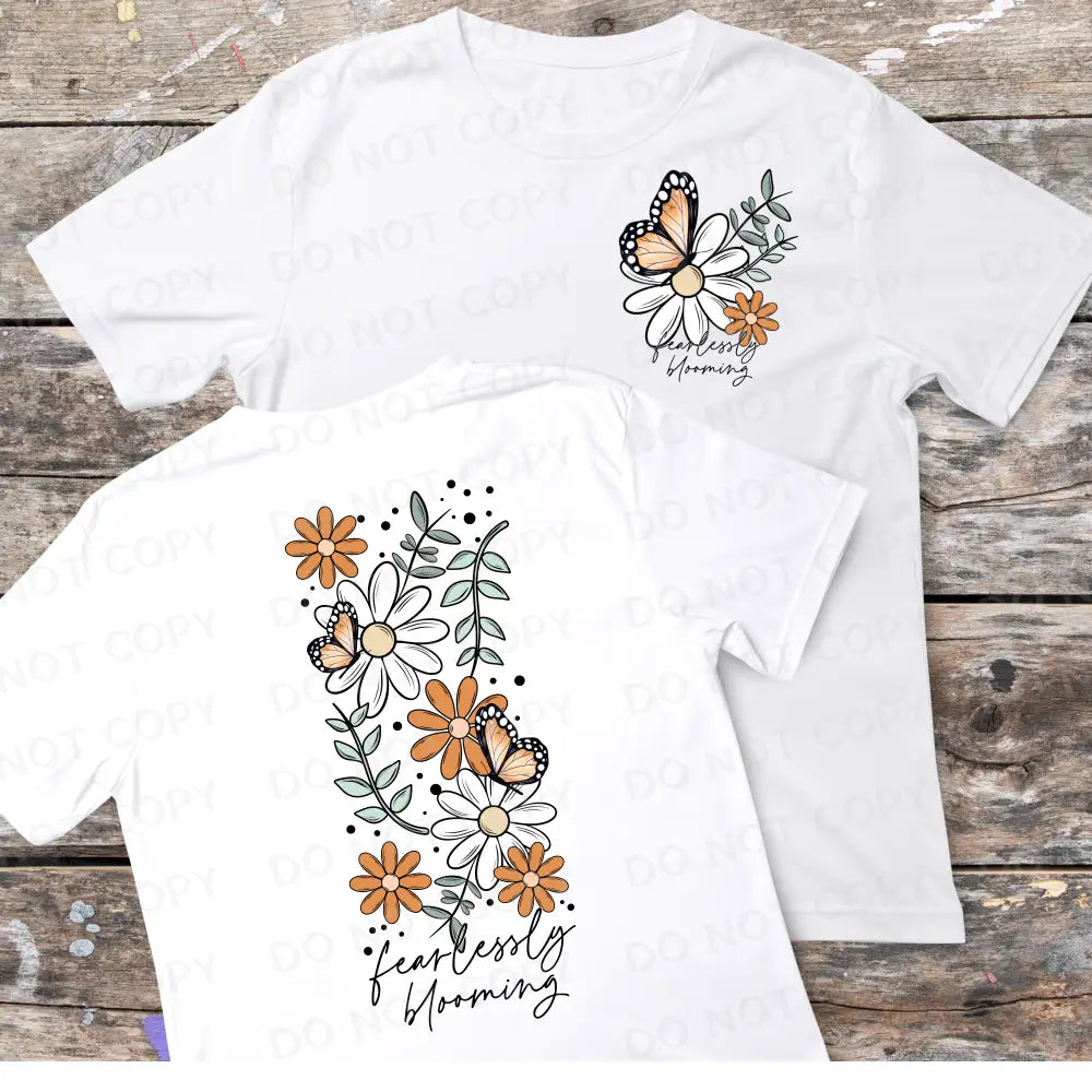 Set Of Two Fearlessly Blooming Front And Back Transfers Direct To Film Clear Print Ready Press Heat