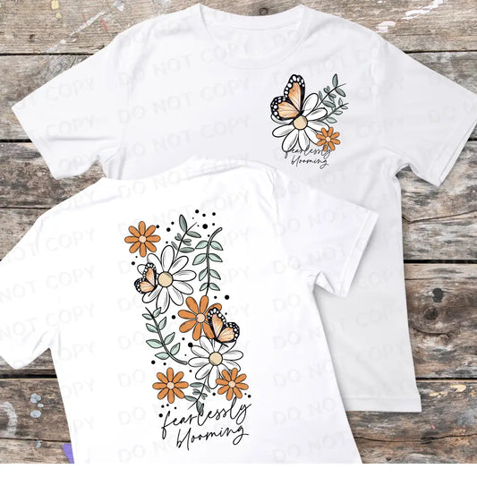 Set Of Two Fearlessly Blooming Front And Back Transfers Direct To Film Clear Print Ready Press Heat