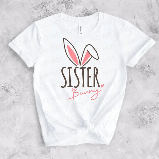 Sister Bunny Pink Dtf Transfers Clear Film Full Color Ready To Press Heat Transfer Direct Print