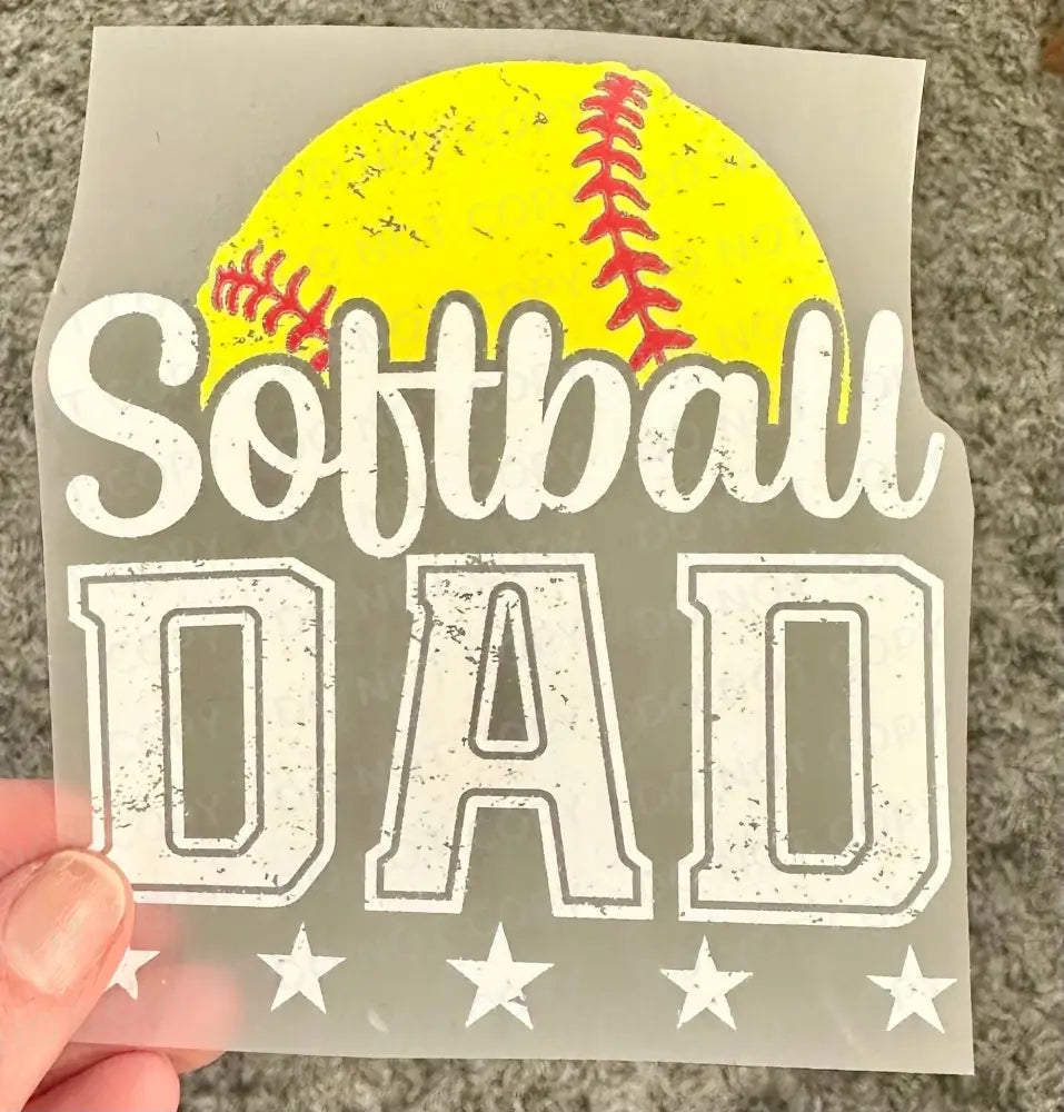 Softball Dad Shirt Design Dtf Transfers Clear Film Prints Ready To Press Heat Transfer Direct Print