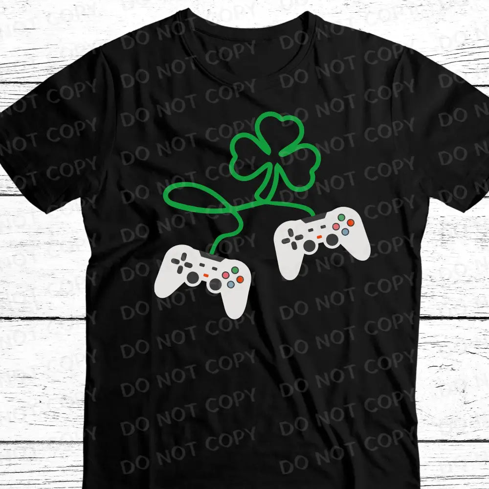 St Patrick’s Day Video Game Controller Shamrock Clover Dtf Transfers Clear Film Ready To Press