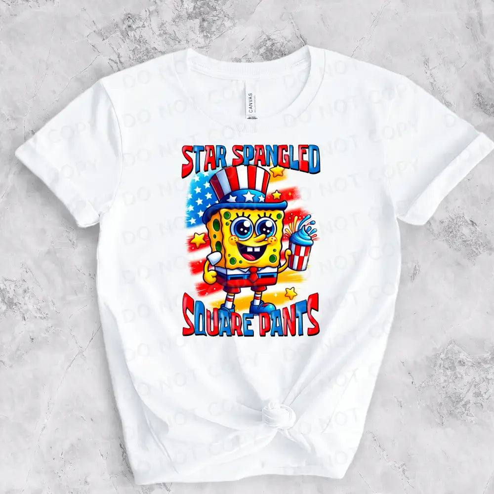 Star Spangled Square Pants Dtf Transfers Ready To Press Heat Transfer Direct Film Print