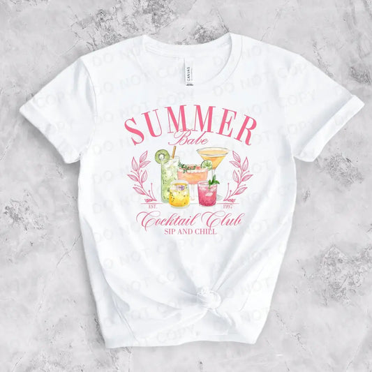 Summer Cocktail Club Dtf Transfers Clear Film Ready To Press Heat Transfer Direct Print Drink Babes