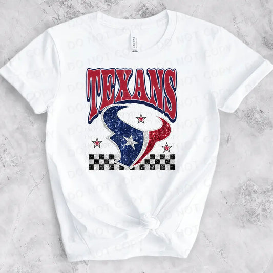 Texans Bling Faux Sequins Dtf Transfer