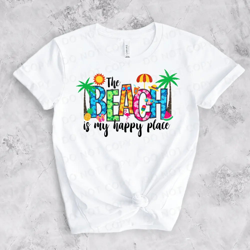 The Beach Is My Happy Place Dtf Transfers Clear Film Ready To Press Heat Transfer Direct Print