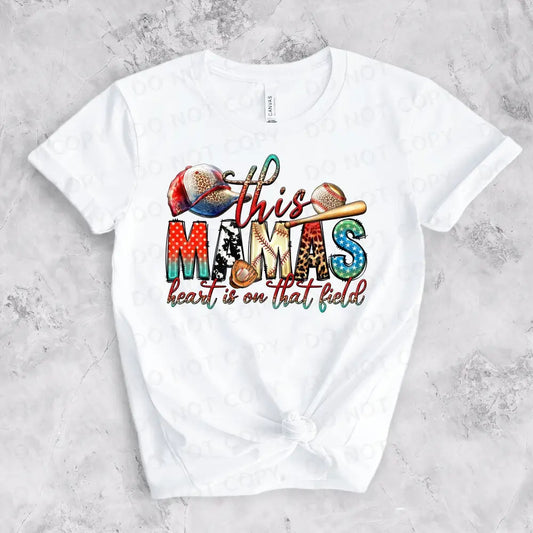 This Mama’s Heart Is On The Field Baseball Dtf Transfers Clear Film Prints Ready To Press Heat