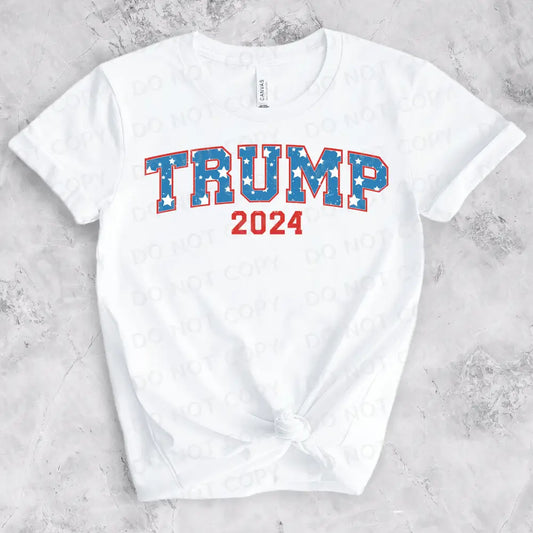 Trump 2024 Distressed Varsity Letters Dtf Transfers Clear Film Prints Ready To Press Heat Transfer