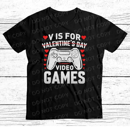V Is For Video Games Valentine’s Day Dtf Transfers Clear Film Transfer Ready To Press Heat Direct