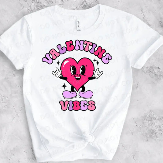 Valentine Vibes Heart Peace Dtf Transfers Ready To Press Heat Transfer Direct Film Print