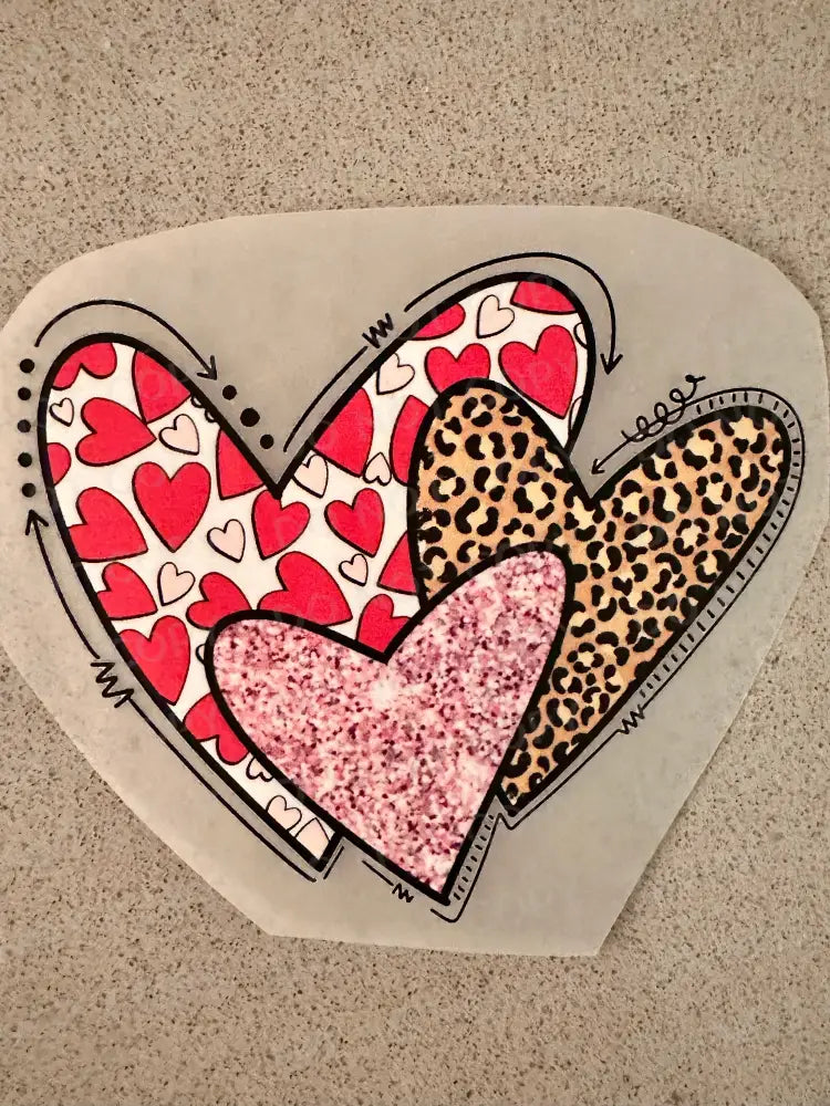 Valentine’s Day Hearts Glitter Leopard Dtf Transfers Ready To Press Heat Transfer Direct Film Print