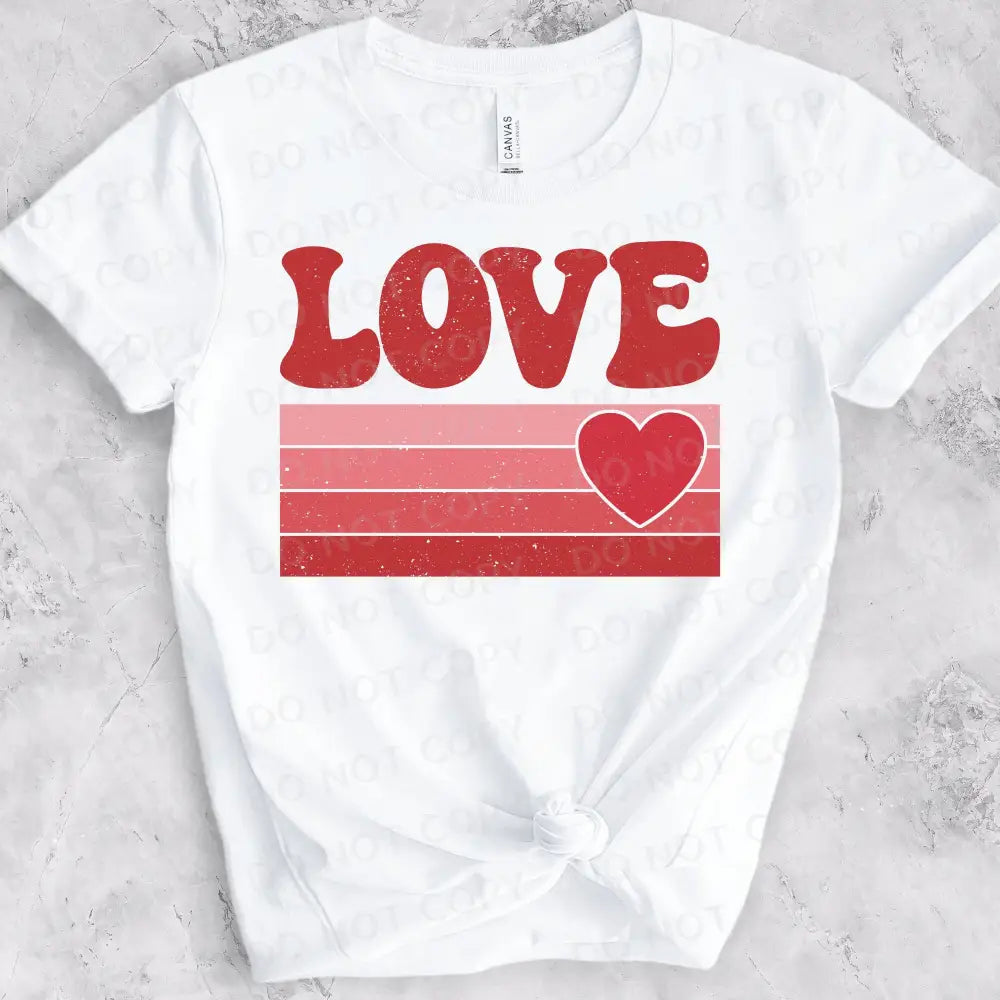 Valentine’s Day Love Stripe Heart Trendy Retro Dtf Transfers Ready To Press Heat Transfer Direct